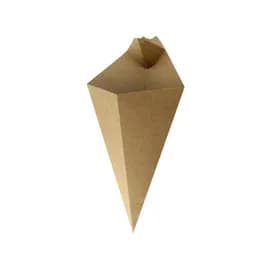 Take-Out Cone 14 OZ Paper Kraft With Sauce Compartment Freezer Safe 25 Count/Pack 20 Packs/Case 500 Count/Case