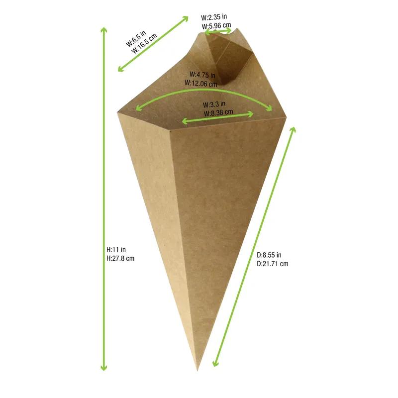 Take-Out Cone 14 OZ Paper Kraft With Sauce Compartment Freezer Safe 25 Count/Pack 20 Packs/Case 500 Count/Case