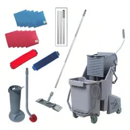 SmartColor™ Floor Cleaning Kit 32-30 QT Gray Red Blue Microfiber Plastic Aluminum 140 Pieces 1/Each