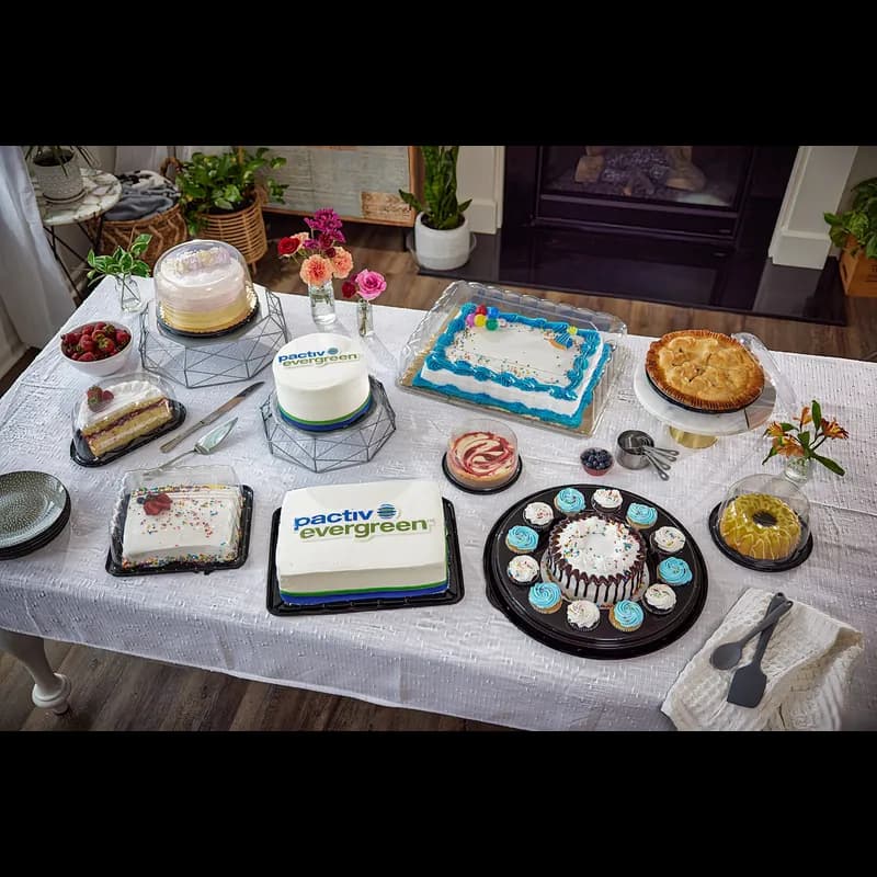 Cake Cupcake Container & Lid Combo With Dome Lid 12 CT 17.25X4 IN PET Clear Black Round 25/Case