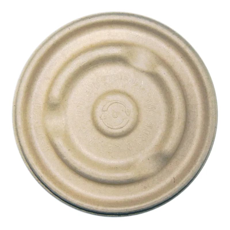 Lid Flat 4.7X0.3 IN 1 Compartment Pulp Fiber Natural Round For 8-16 OZ Soup Bowl Unhinged 500/Case