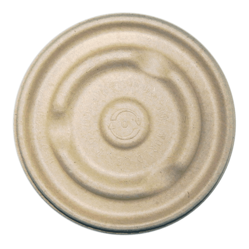 Lid Flat 4.7X0.3 IN 1 Compartment Pulp Fiber Natural Round For 8-16 OZ Soup Bowl Unhinged 500/Case