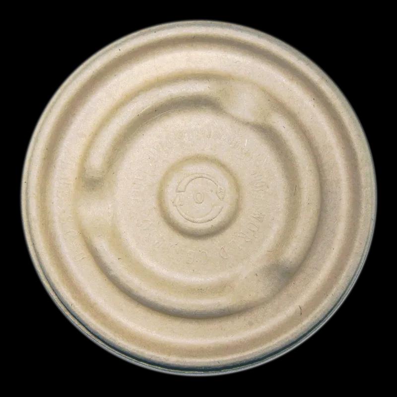 Lid Flat 4.7X0.3 IN 1 Compartment Pulp Fiber Natural Round For 8-16 OZ Soup Bowl Unhinged 500/Case