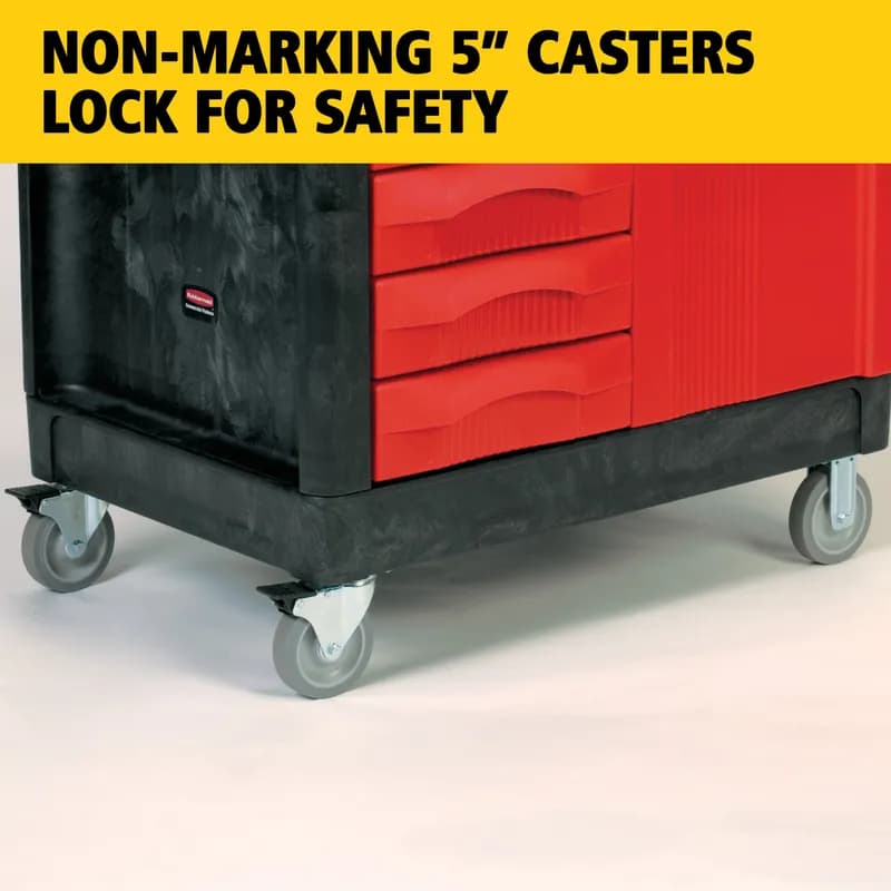 TradeMaster® Storage & Organization Cart 49X26.25X38 IN 750LB Black Red Resin 4 Drawers & Cabinet 5 IN TPR Caster 1/Each