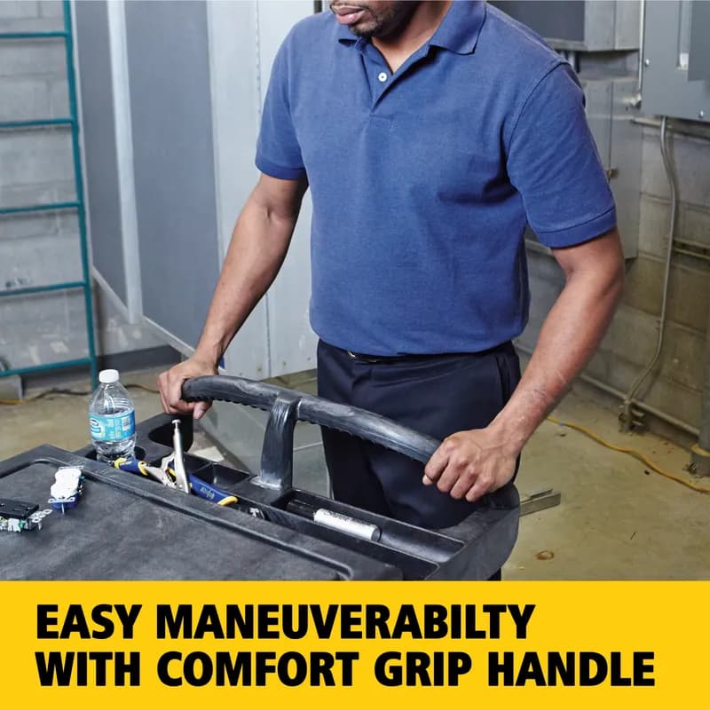 TradeMaster® Storage & Organization Cart 49X26.25X38 IN 750LB Black Red Resin 4 Drawers & Cabinet 5 IN TPR Caster 1/Each