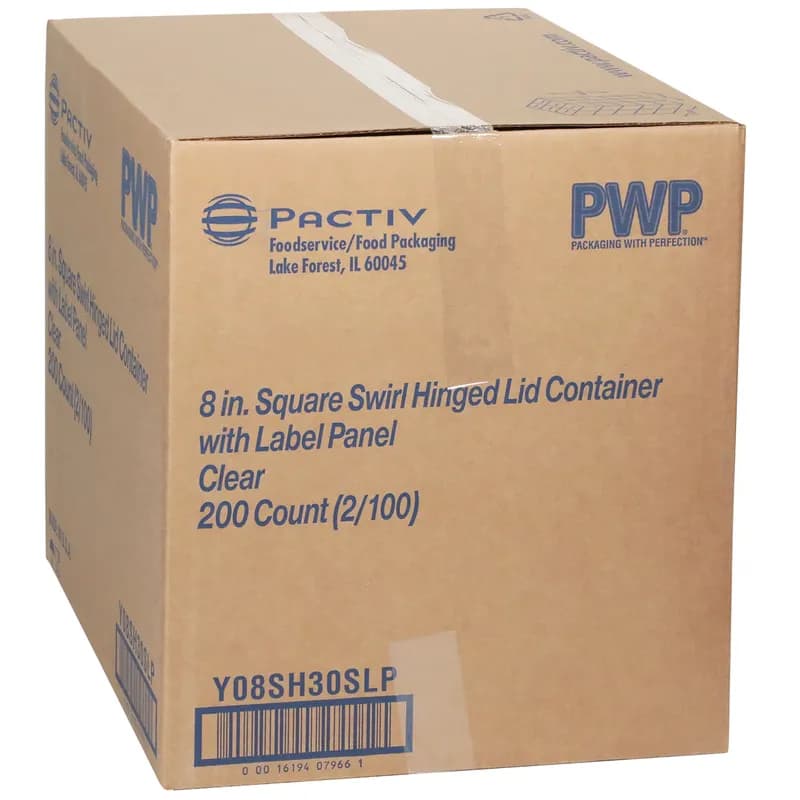 Take-Out Container Hinged 8.6X8.6X3.07 IN PET Clear Square 200/Case