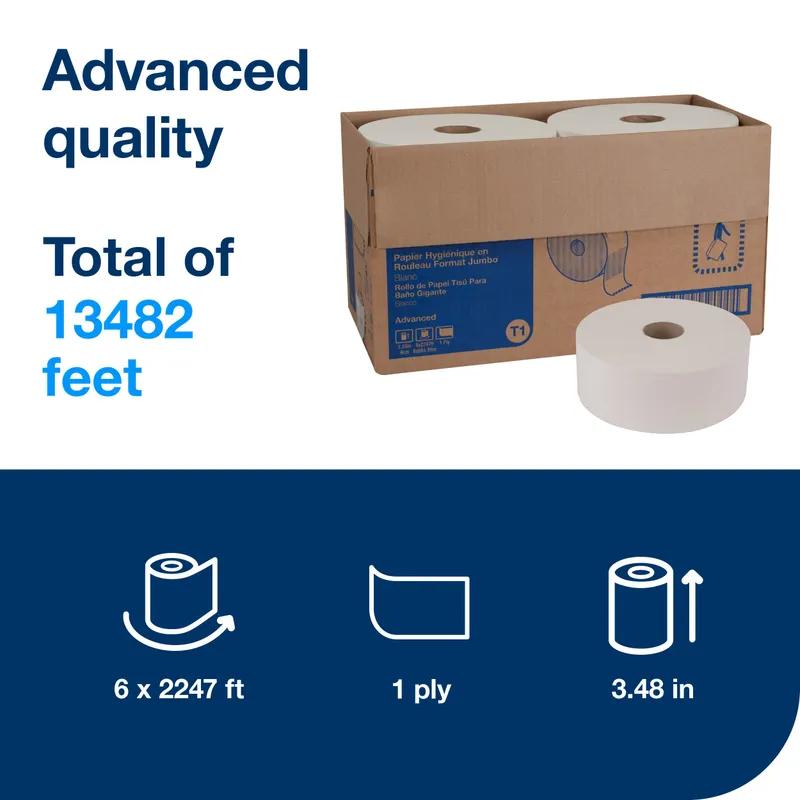 Tork Toilet Paper & Tissue Roll T1 7.875X3.48 IN 2247 FT 1PLY White Jumbo (JRT) Refill 2.34IN Core Diameter 1/Case