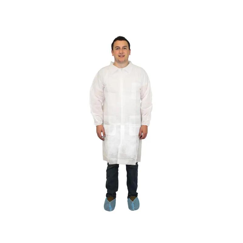 Safety Zone® Lab Coat XL White PP Elastic Wrists 3 Pockets 30/Case