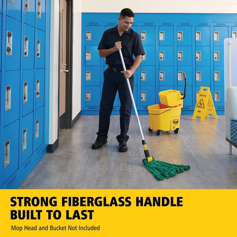 Gripper® Mop Handle 60IN Gray Yellow Fiberglass Clamp Style 1/Each