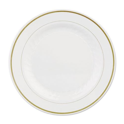 WNA Plate 10.25 IN Plastic White Gold Round 120/Case
