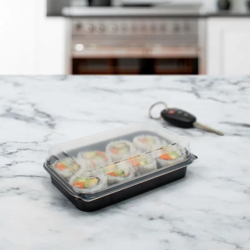 Solo® Creative Carryouts® BoxLine™ Take-Out Container Hinged 5.98X3.94X1.57 IN PS Black 250 Count/Bag 2 Bags/Case