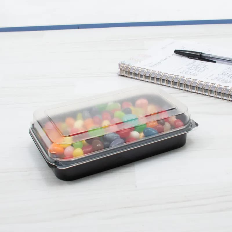 Solo® Creative Carryouts® BoxLine™ Take-Out Container Hinged 5.98X3.94X1.57 IN PS Black 250 Count/Bag 2 Bags/Case