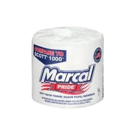 Pride® Toilet Paper & Tissue Roll 4.1X3.7 IN 1PLY White Embossed 1000 Sheets/Roll 20 Rolls/Case 20000 Sheets/Case