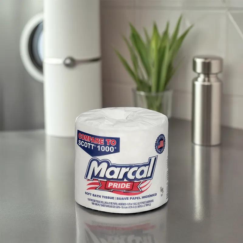 Pride® Toilet Paper & Tissue Roll 4.1X3.7 IN 1PLY White Embossed 1000 Sheets/Roll 20 Rolls/Case 20000 Sheets/Case