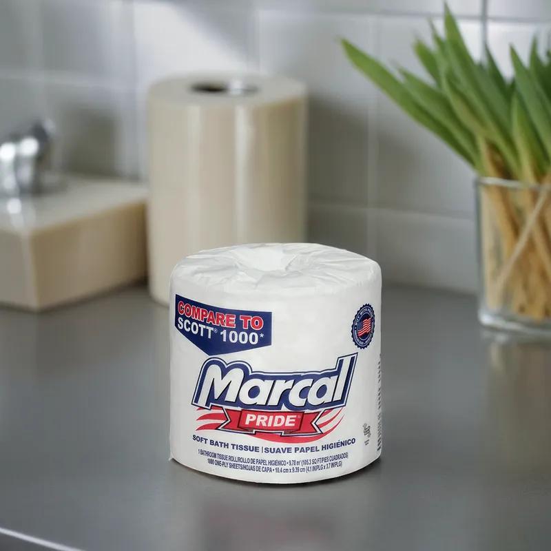 Pride® Toilet Paper & Tissue Roll 4.1X3.7 IN 1PLY White Embossed 1000 Sheets/Roll 20 Rolls/Case 20000 Sheets/Case