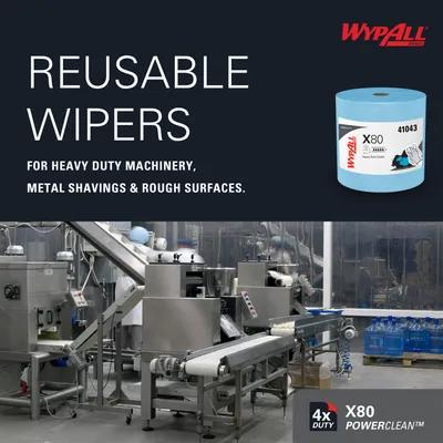 WypAll® X80 Cleaning Wipe 12.4X12.2 IN Heavy Duty HydroKnit Blue Jumbo Roll 475/Case