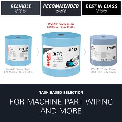 WypAll® X80 Cleaning Wipe 12.4X12.2 IN Heavy Duty HydroKnit Blue Jumbo Roll 475/Case