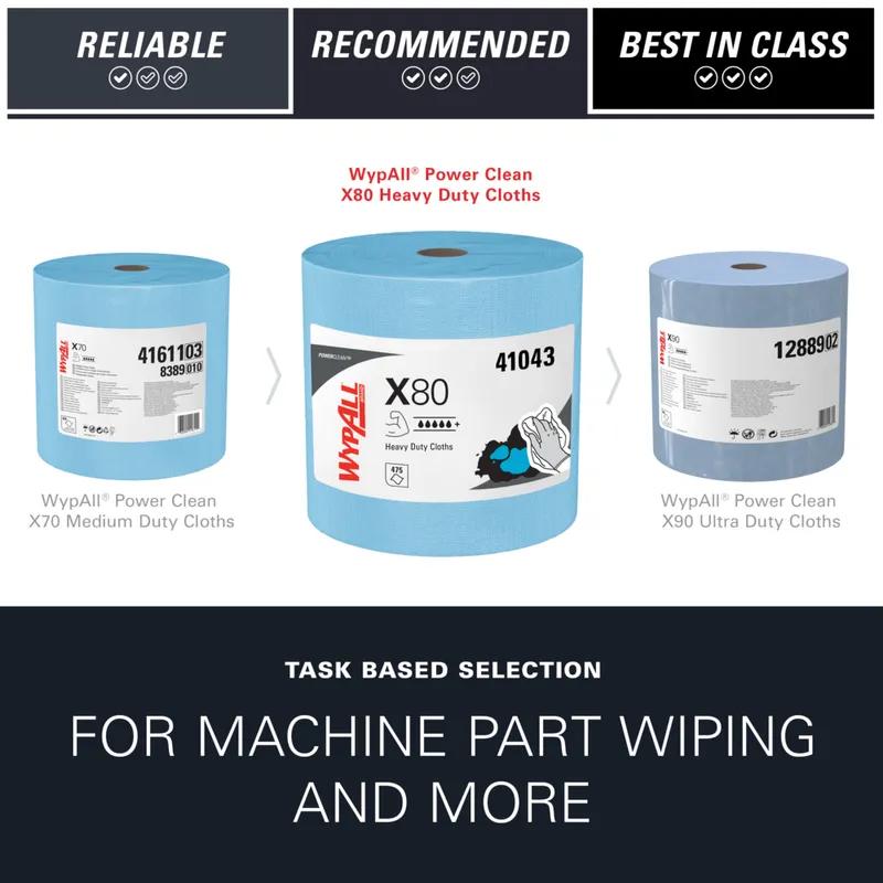 WypAll® X80 Cleaning Wipe 12.4X12.2 IN Heavy Duty HydroKnit Blue Jumbo Roll 1/Roll