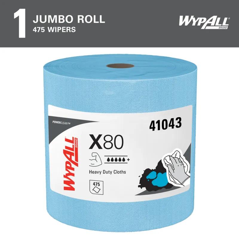 WypAll® X80 Cleaning Wipe 12.4X12.2 IN Heavy Duty HydroKnit Blue Jumbo Roll 1/Roll