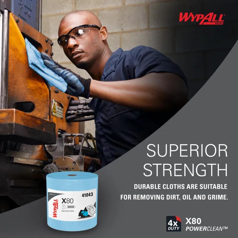 WypAll® X80 Cleaning Wipe 12.4X12.2 IN Heavy Duty HydroKnit Blue Jumbo Roll 1/Roll