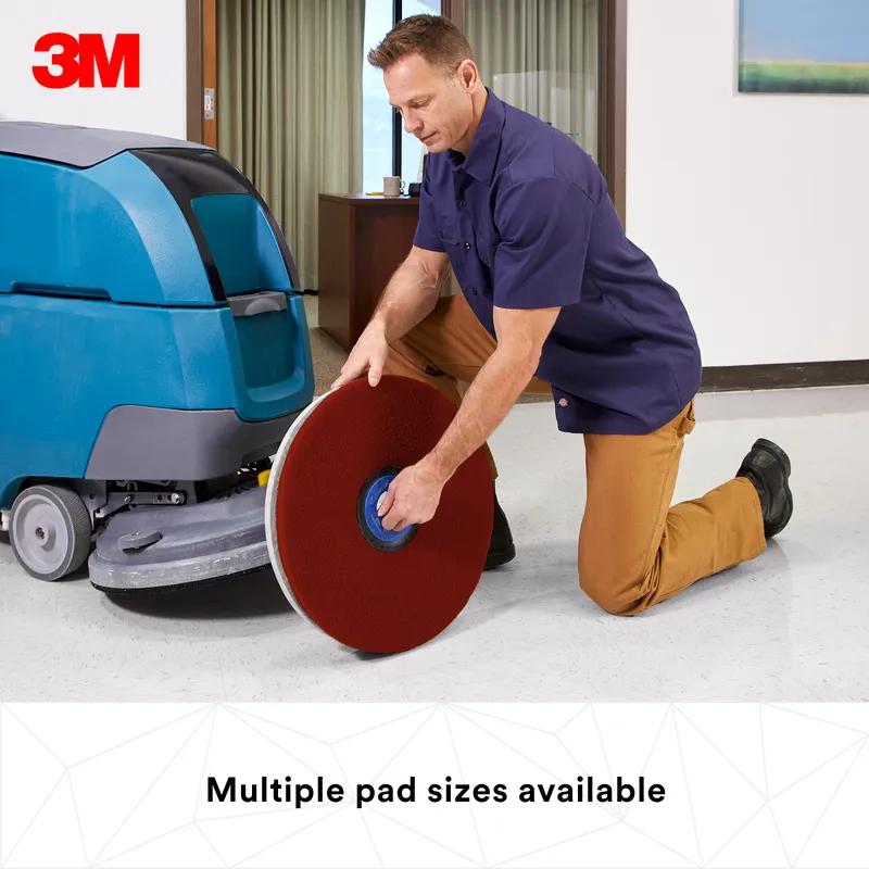 3M™ Scotch-Brite™ 5100 Cleaning Pad 17X1 IN Red Non-Woven Polyester Fiber 175-600 RPM Center Hole 5/Case