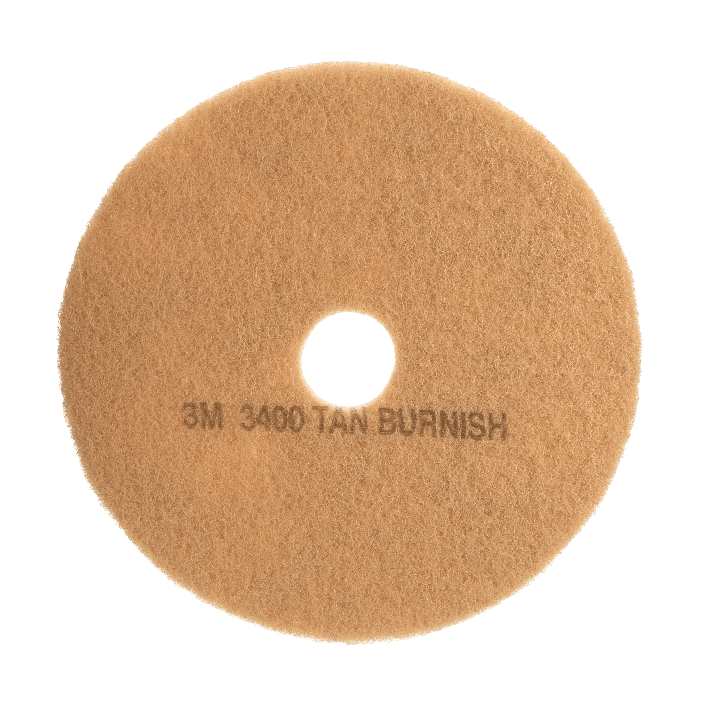 3M™ 3400 Burnishing Pad 20X1 IN Tan Non-Woven Polyester Fiber 1500-3000 RPM Center Hole 5/Case