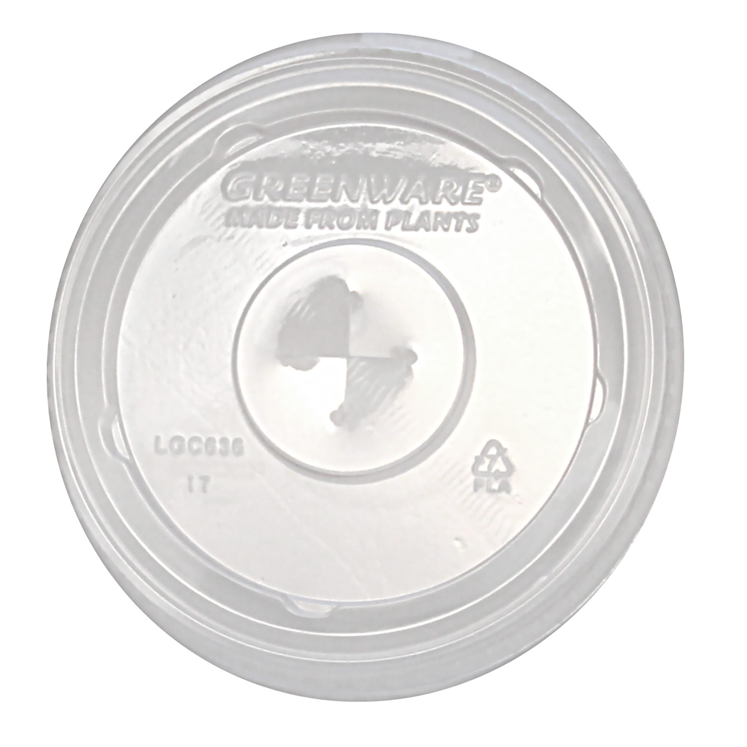 Greenware® Lid Flat 4.4X0.4 IN PLA Clear For 32 OZ Cold Cup With Hole 1000/Case