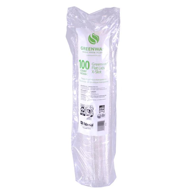 Greenware® Lid Flat 4.4X0.4 IN PLA Clear For 32 OZ Cold Cup With Hole 1000/Case