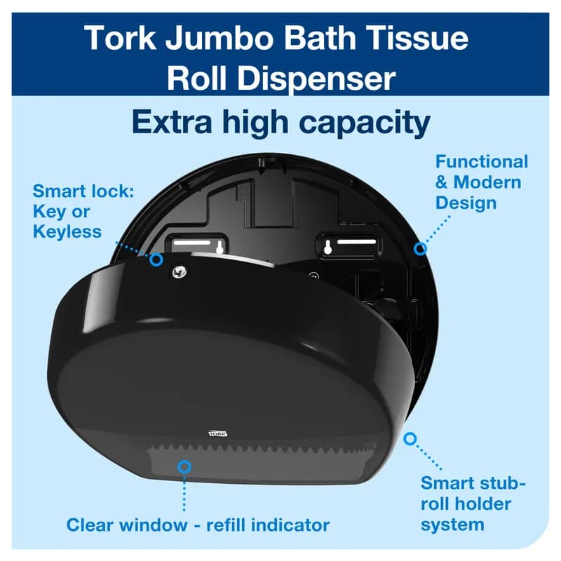 Tork T1 Toilet Paper Dispenser 5.2X17.2X14.2 IN Plastic Black 1/Each