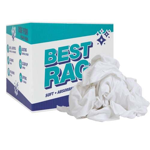 T-Shirt Rag 10 LB Cotton White Premium Washed 1/Case