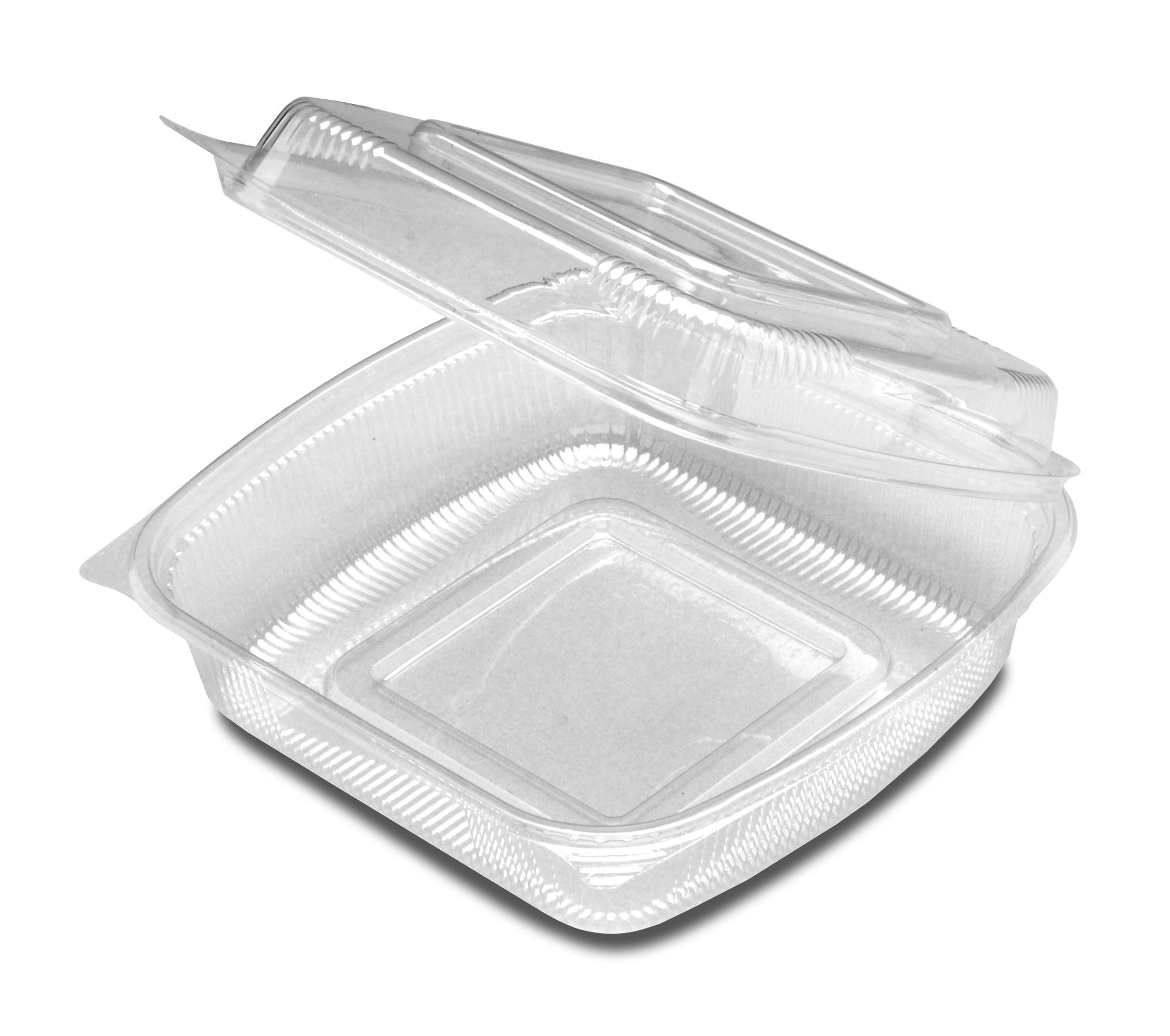 Take-Out Container Hinged With Dome Lid 8X8 IN PLA Clear Square 160/Case