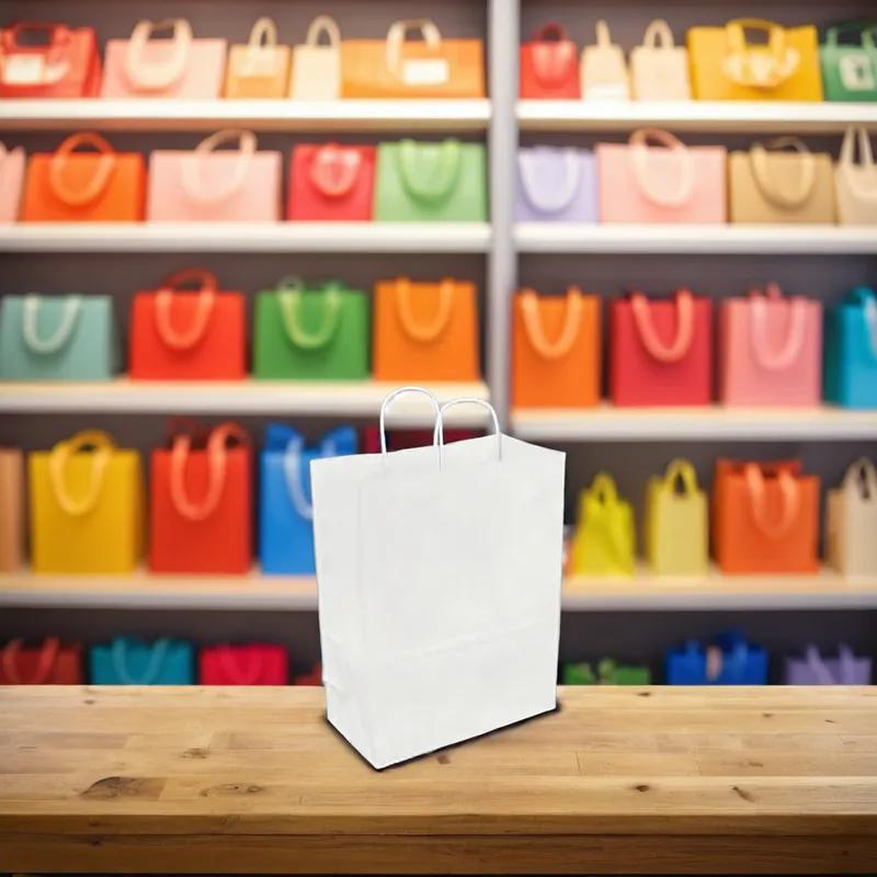 Shopper Bag 10.5X7.5X12 IN Paper White Gusset 250/Case