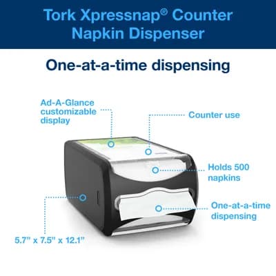 Tork Xpressnap Table Dispenser Black N4, Signature Line, 15.5 cm × 20 cm × 15 cm, 272611 (x4 Tork Xpressnap Table Dispenser Black N4, Signature Line, 15.5 cm × 20 cm × 15 cm, 272611 (x4