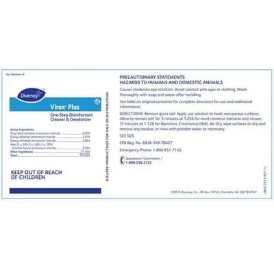 Virex Plus Disinfectant #45 Product Label 1/Each | Imperial Dade