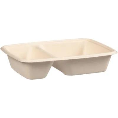 Take-Out Container Base 9X6 IN 2 Compartment Pulp Fiber Kraft Rectangle ...