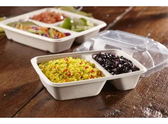 Take-Out Container Base 9X6 IN 2 Compartment Pulp Fiber Kraft Rectangle ...