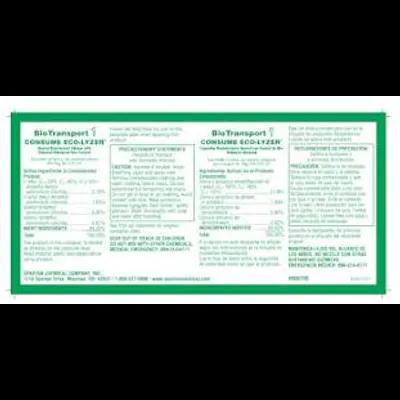 Biotransport Consume Eco-Lyzer Product Label Vinyl White 1/Each ...