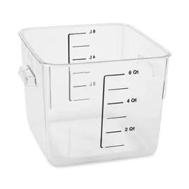 Food Storage Container 6.94 IN 6 QT Clear Square PC Food Safe 1/Each