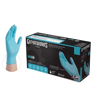 Gloveworks® Gloves XL Blue 5MIL Textured Nitrile 100 Count/Pack 10 Packs/Case 1000 Count/Case