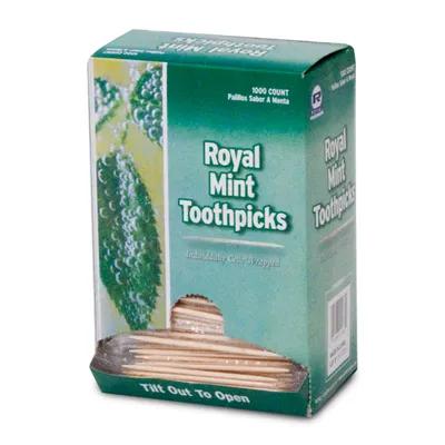 Toothpick 2.55 IN Wood Round Mint Cello Wrapped 1000 Count/Pack 15 Packs/Case 15000 Count/Case
