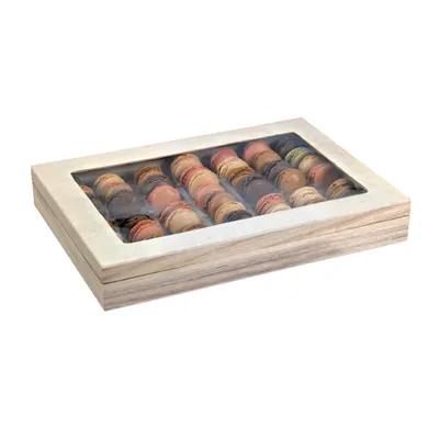 Take-Out Box 15X10.8X2.2 IN Wood Natural With Window Grease Resistant 16 Count/Case