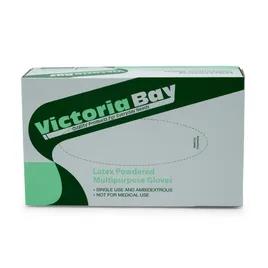 Victoria Bay Gloves Medium (MED) Latex Disposable Powdered 100 Count/Pack 10 Packs/Case 1000 Count/Case