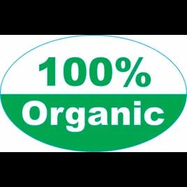100% Organic Label 1.25X2 IN Green Oval 500/Roll