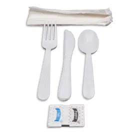 Victoria Bay 6PC Cutlery Kit PP White Heavy Duty With Napkin,Fork,Knife,Salt & Pepper,Spoon 250/Case