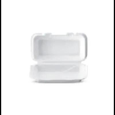 Hot Dog Take-Out Container Hinged With Dome Lid 3.5X7.5X2.6 IN Polystyrene Foam White Rectangle 500/Case