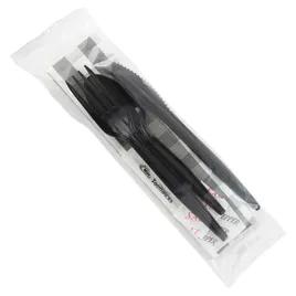 7PC Cutlery Kit PP Black Heavy Duty Individually Wrapped With Napkin,Fork,Knife,Salt & Pepper,Spoon,Toothpick 200/Case