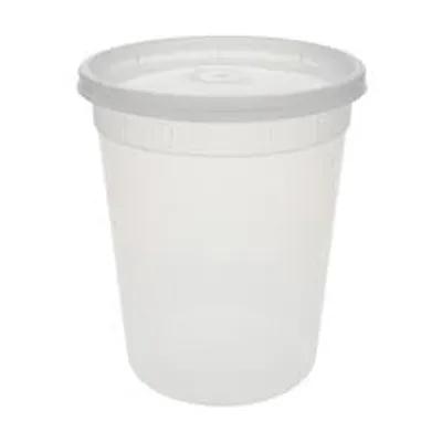 Deli Container Base & Lid Combo With Flat Lid 32 OZ PP Clear Round 300/Case