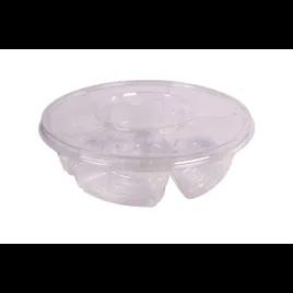 RediServ PartyPak Deli Container Base & Lid Combo With Dome Lid 12X3.5 IN 6 Compartment PET Clear Round 50/Case
