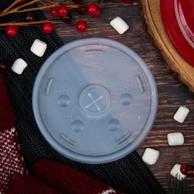Dart® Lid Flat 3.85X0.28 IN HIPS Translucent For 26 OZ Cold Cup Identification With Hole 100 Count/Pack 10 Packs/Case