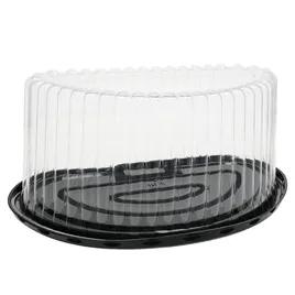 Cake Half Container & Lid Combo With High Dome Lid 8X5 IN PET Clear Black Fluted 60/Case